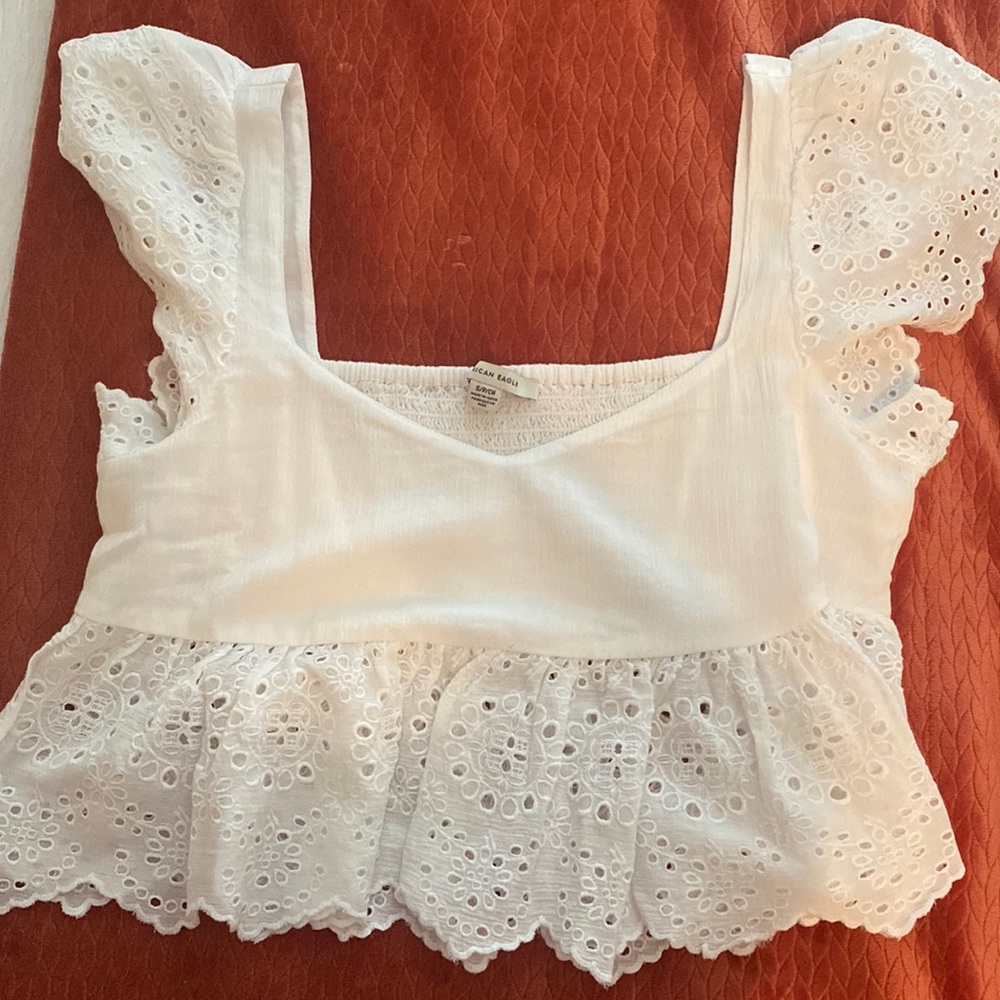 Brand new!!!! American Eagle ruffle sleeve babydoll blouse size small